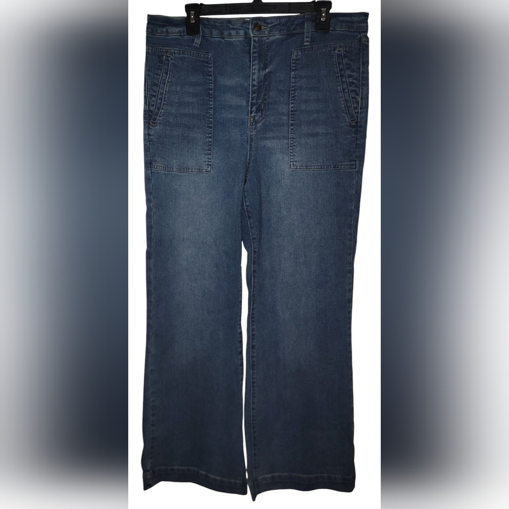 Sam Elderman Sz 32 Women Blue Wide Leg Y2k Style Retro Hippie Denim Jeans